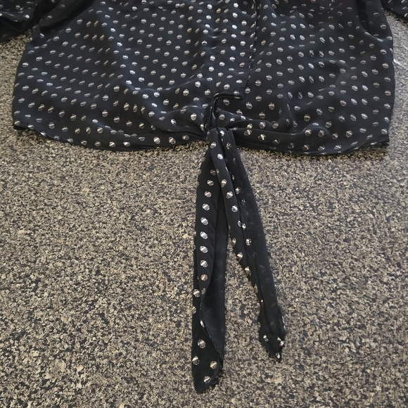 Glam Dollz Blown Away Top Black Silver Polka Dot Sheer Women's Top size XL - Picture 8 of 14
